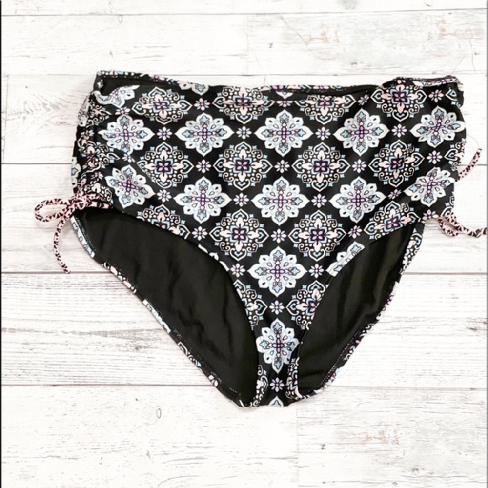 Hula Honey High Waist Black Floral Bikini Bottom